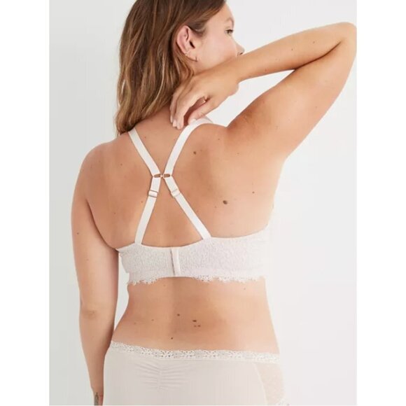 Aerie Real Power Plunge Push Up Eyelash Lace Bra 42D - Picture 3 of 4
